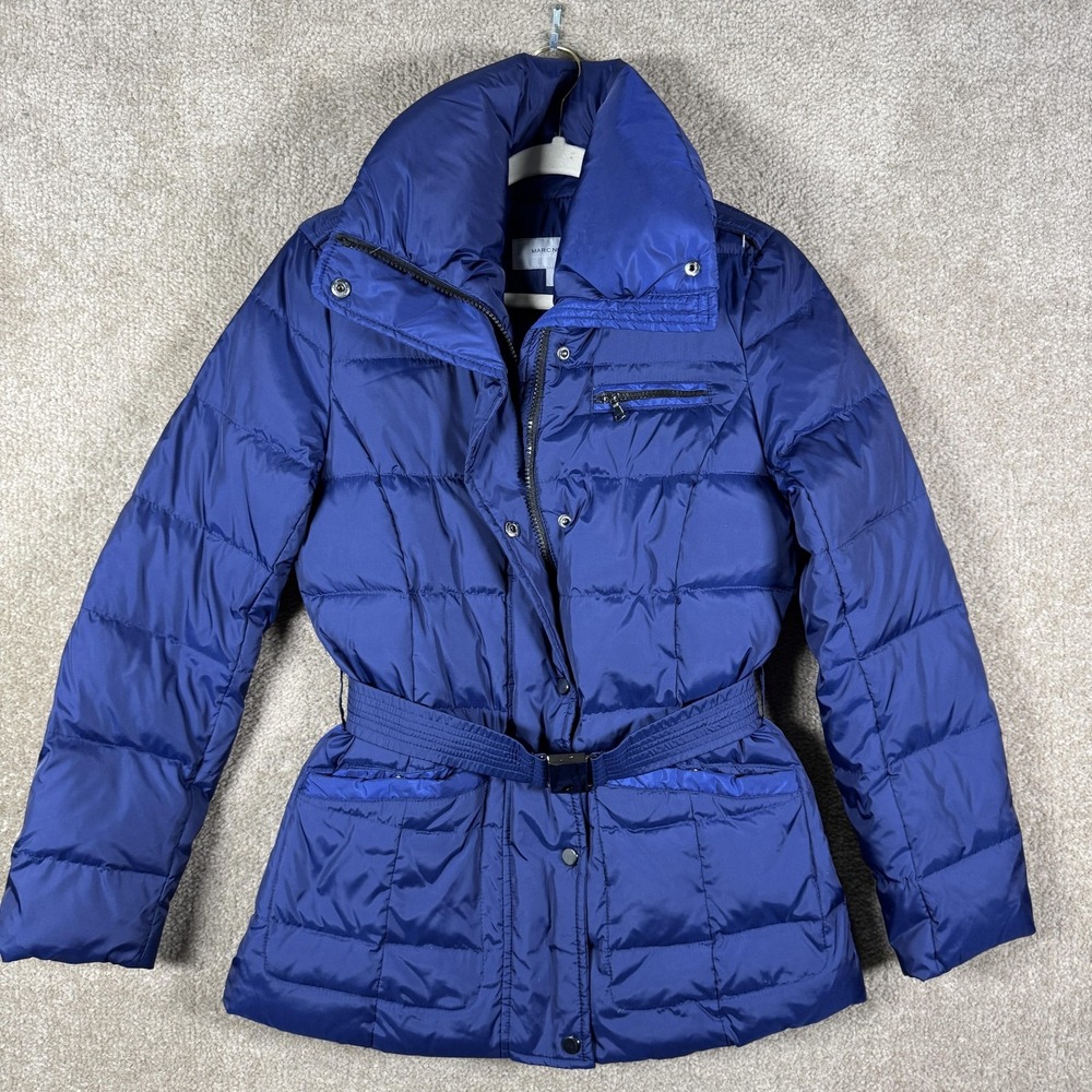Marc New York Andrew Marc Jacket Womens Small Blue Belted Quilted Down Puffer